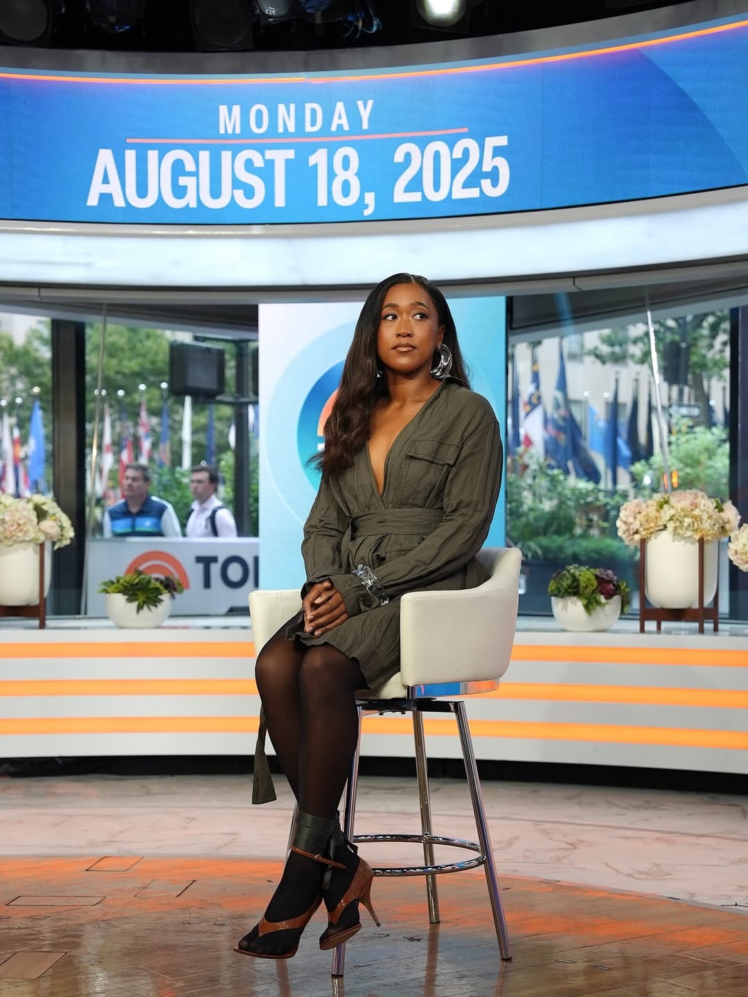 Naomi Osaka Stuns In Full Olive Green Ferragamo Look With Alexis Bittar Jewelry On The Today Show Image 1755984045 2