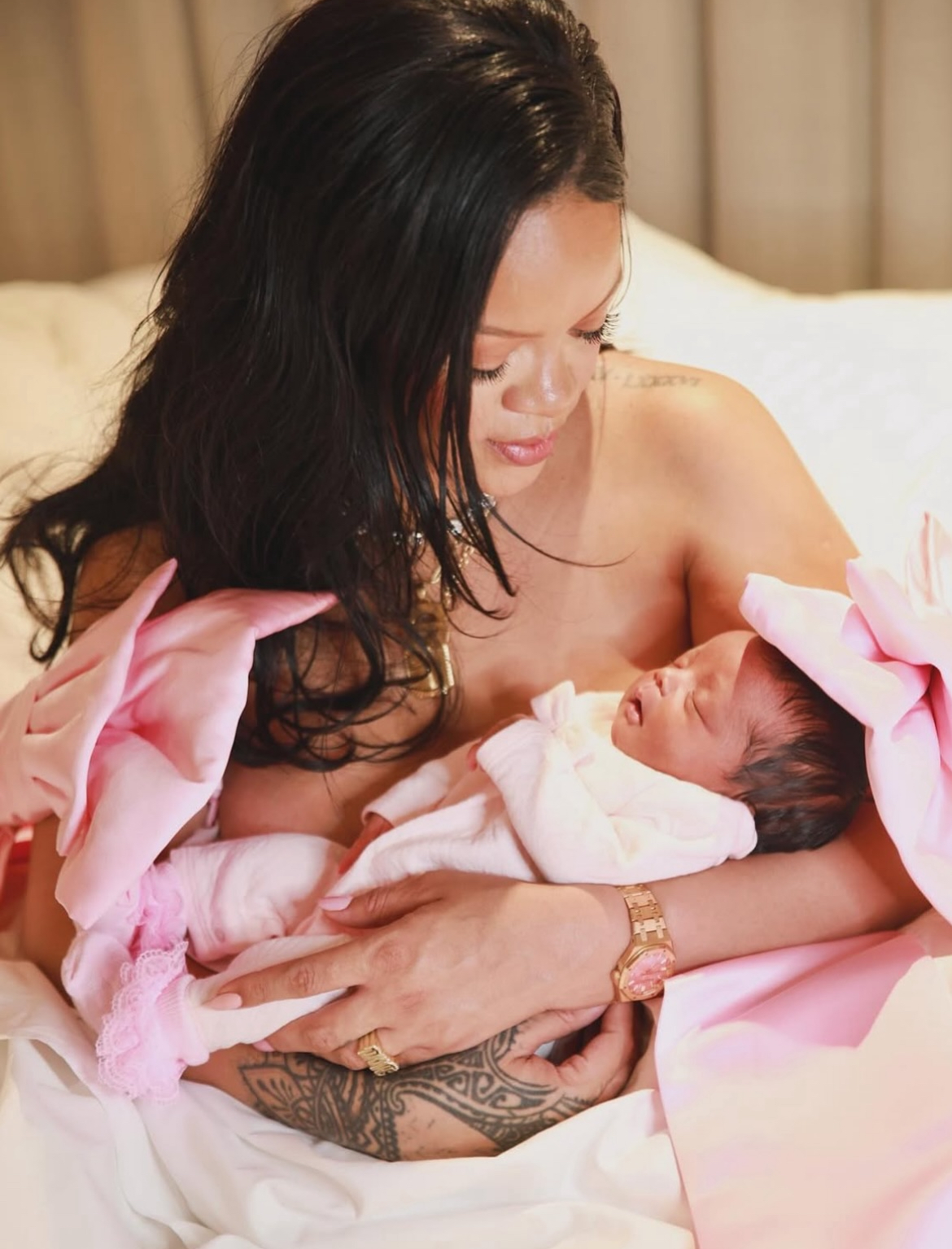 Rihanna Debuts Her Daughter Rocki Irish Mayers Wearing A Gold Audemars Piguet Royal Oak Watch 1