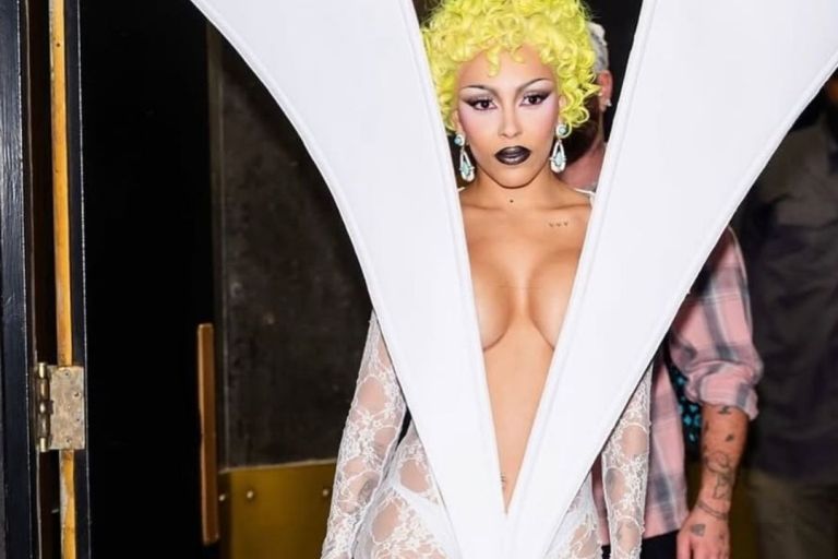 Doja Cat Wore a White Lace Quine Li Structural Dress to Saturday Night Live