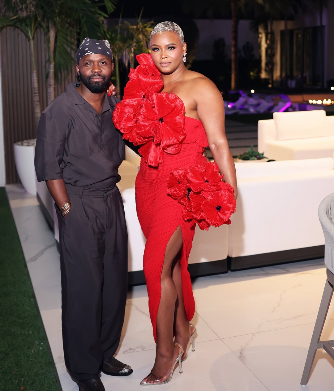 Fashion Bomb CEO Claire Sulmers Celebrates Monique Rodriguez Birthday In A Red Atelier Indigo Mazu Dress 2 1