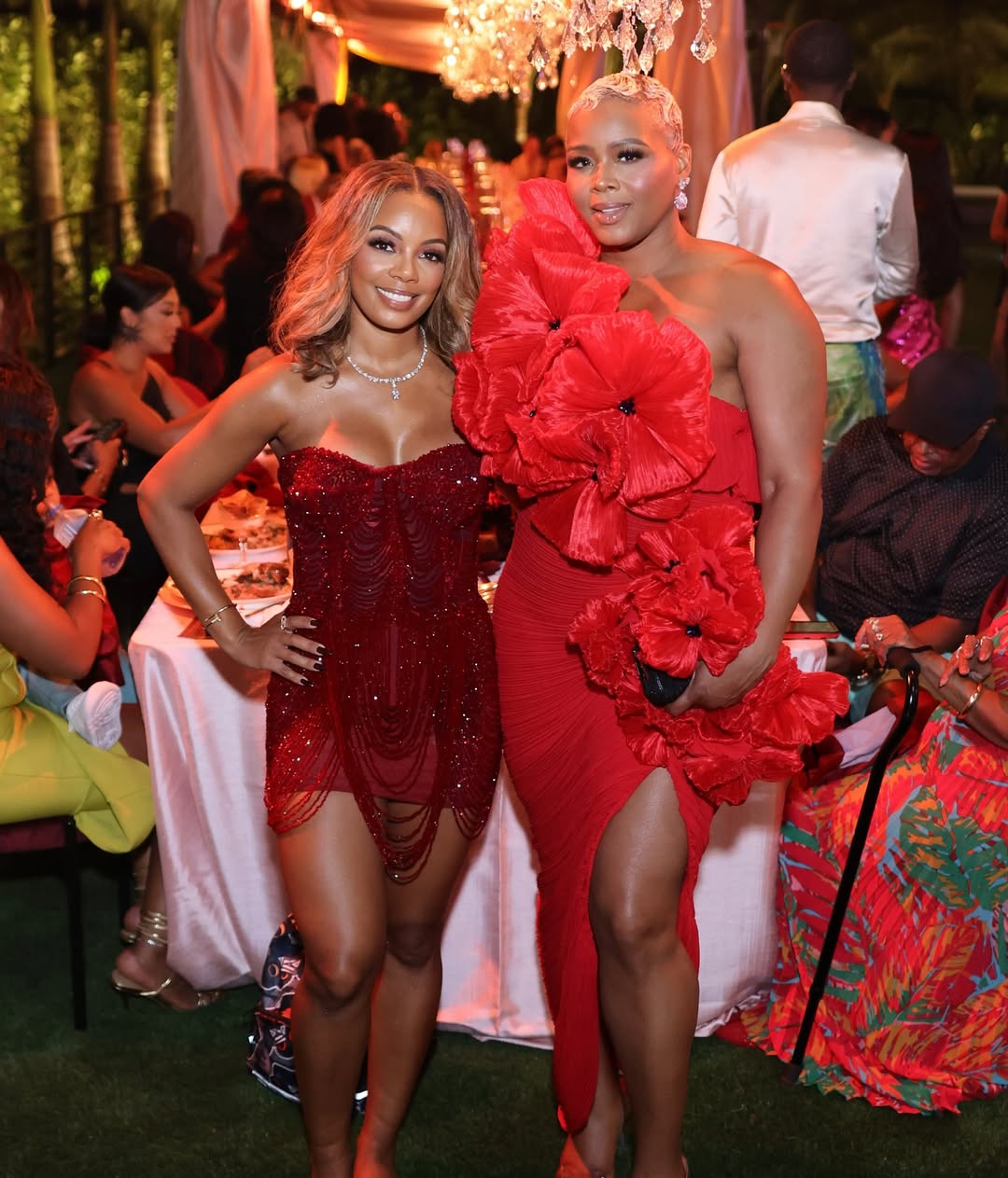 Fashion Bomb CEO Claire Sulmers Celebrates Monique Rodriguez Birthday In A Red Atelier Indigo Mazu Dress 3