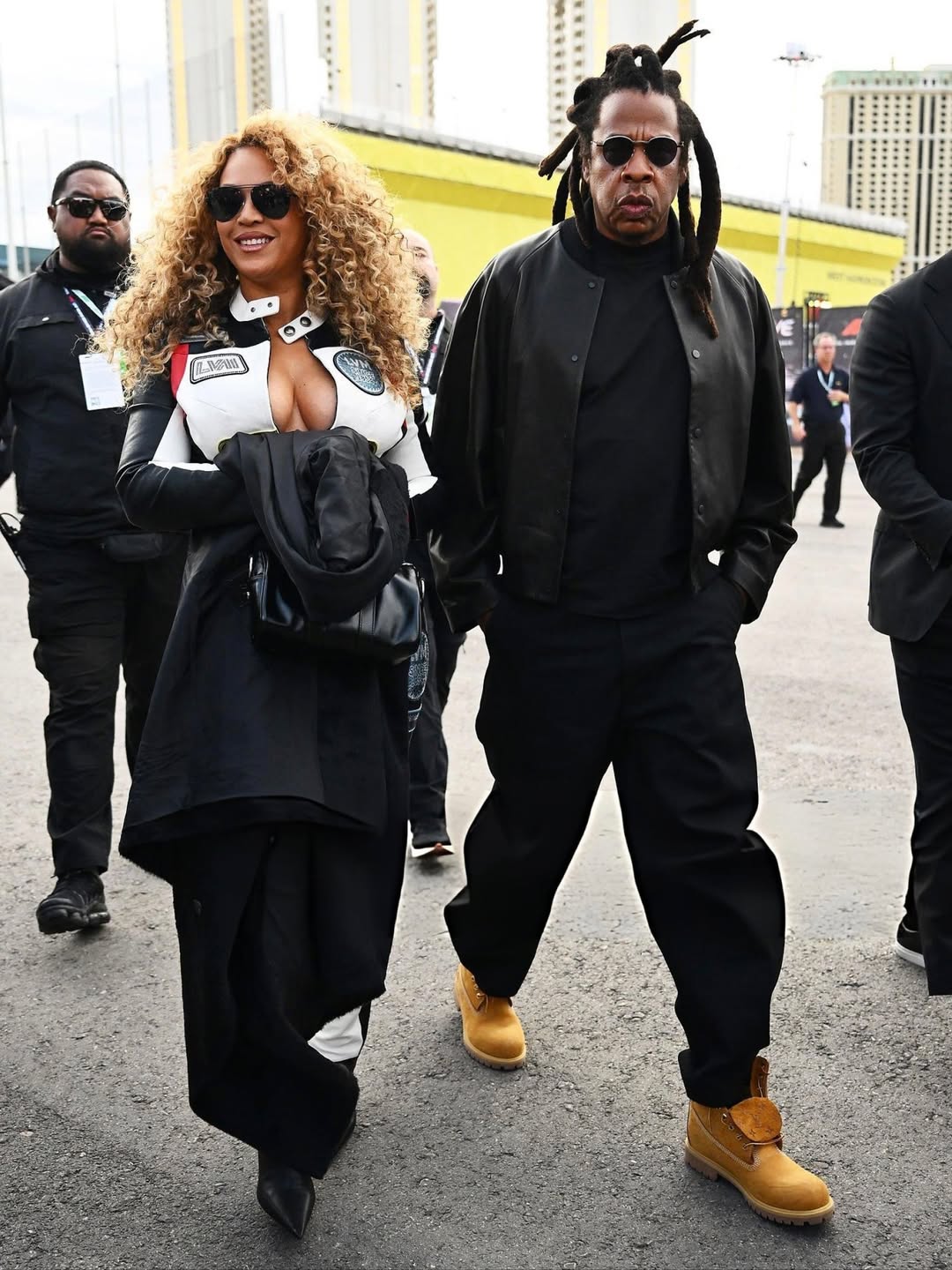 88 Beyonce And Jay Z Attend Formula 1 Las Vegas Grand Prix In Ferrari Red Leather And Racing Inspired Louis Vuitton