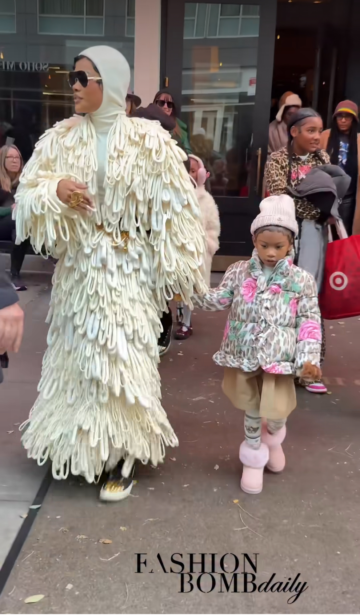 Best Fashion Bomb Looks Of The Week Savannah James In A Green Plaid Natasha Zinko Shirt Claire Sulmers In A Blue Draped Top Teyana Taylor In A Cream Moncler X Jill Sander Coat More 3