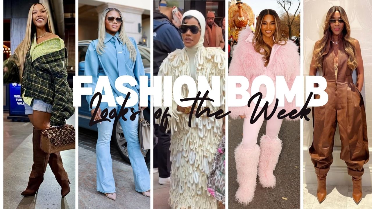 Best Fashion Bomb Looks Of The Week Savannah James In A Green Plaid Natasha Zinko Shirt Claire Sulmers In A Blue MSO Lagos Top Teyana Taylor In A Cream Moncler X Jill Sander Coat More Feat 1