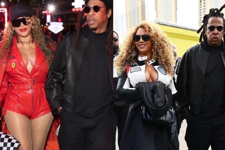 Beyonce and Jay-Z Attend Formula 1 Las Vegas Grand Prix in Ferrari Red Leather and Racing-Inspired Louis Vuitton