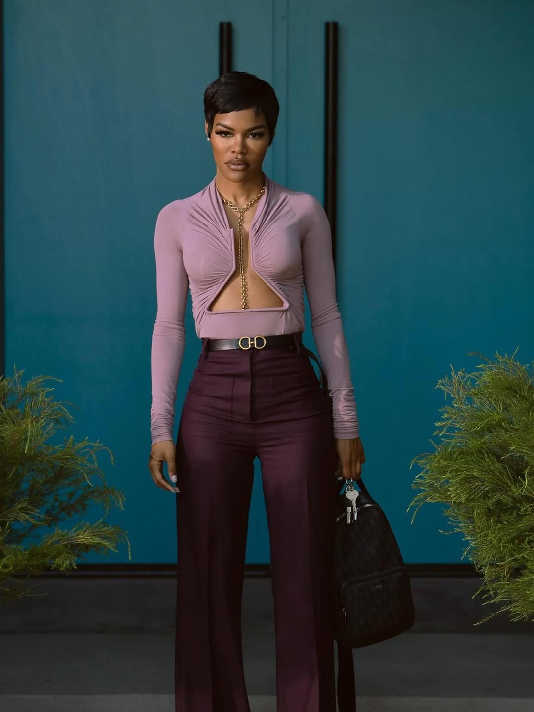 Hulus Alls Fair Fashion Teyana Taylor In A Blush Rick Owens Cut Out Top And Plum Victoria Beckham Trousers Image 1763689660 1