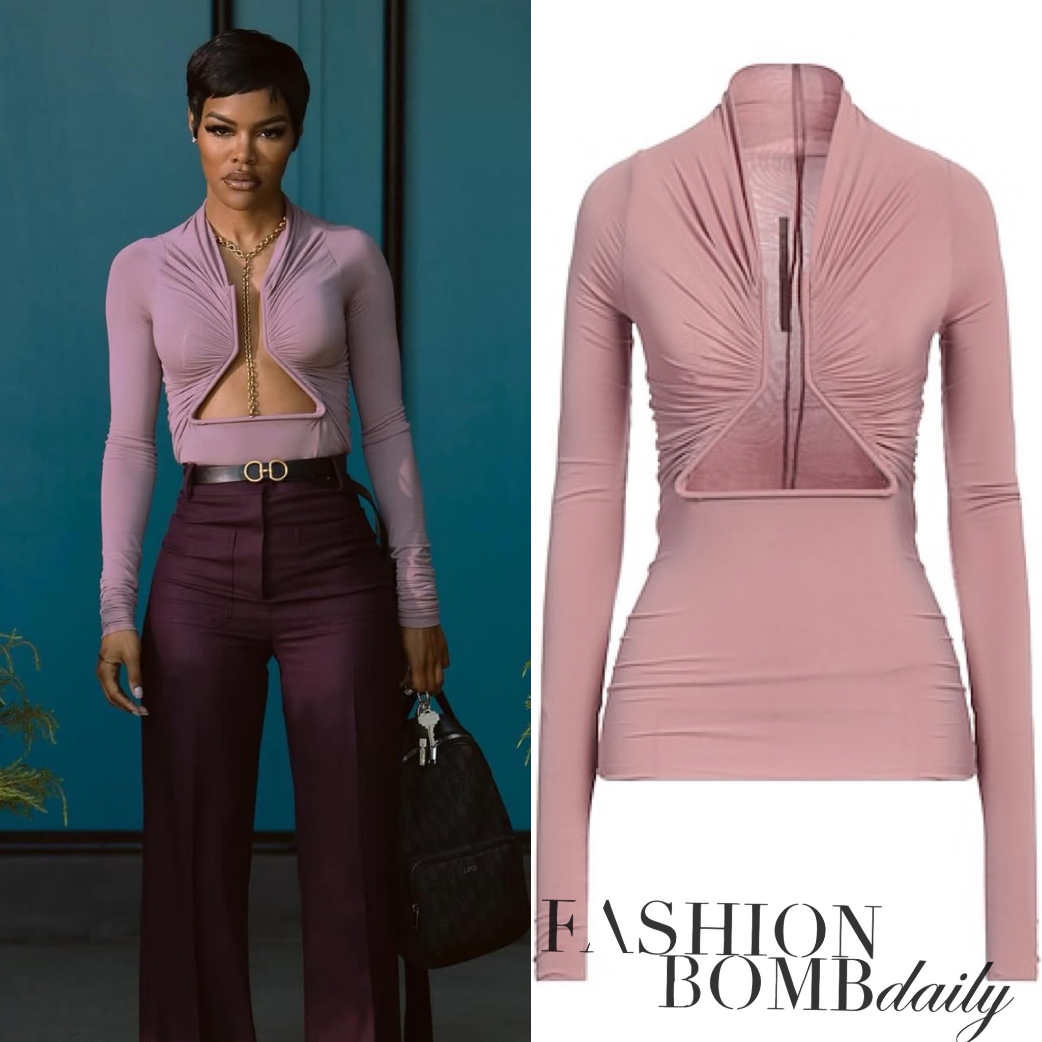 Hulus Alls Fair Fashion Teyana Taylor In A Blush Rick Owens Cut Out Top And Plum Victoria Beckham Trousersfinal 21