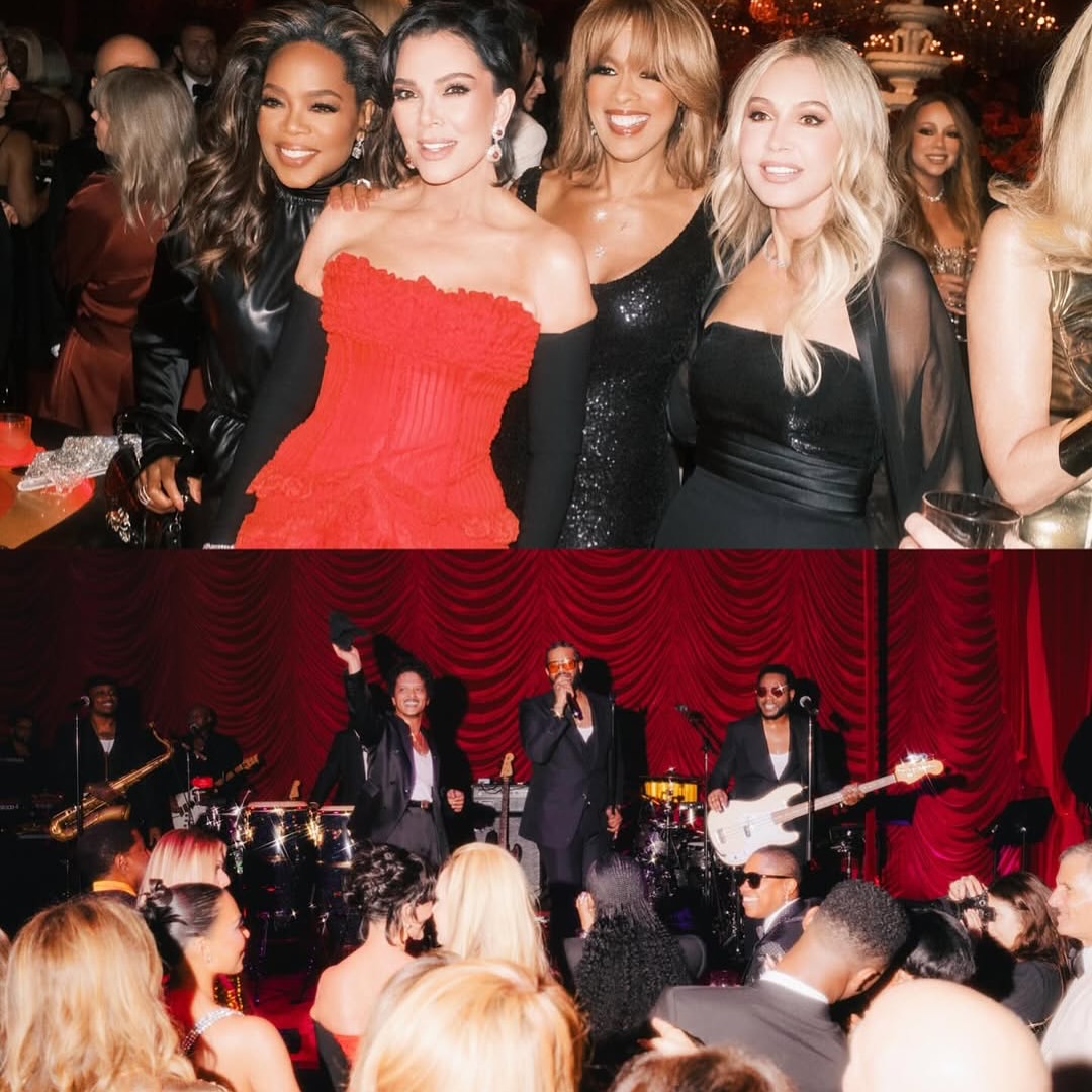 Kris Jenner Celebrated Her 70th Star Studded Birthday In A Red Strapless Givenchy Dress 11