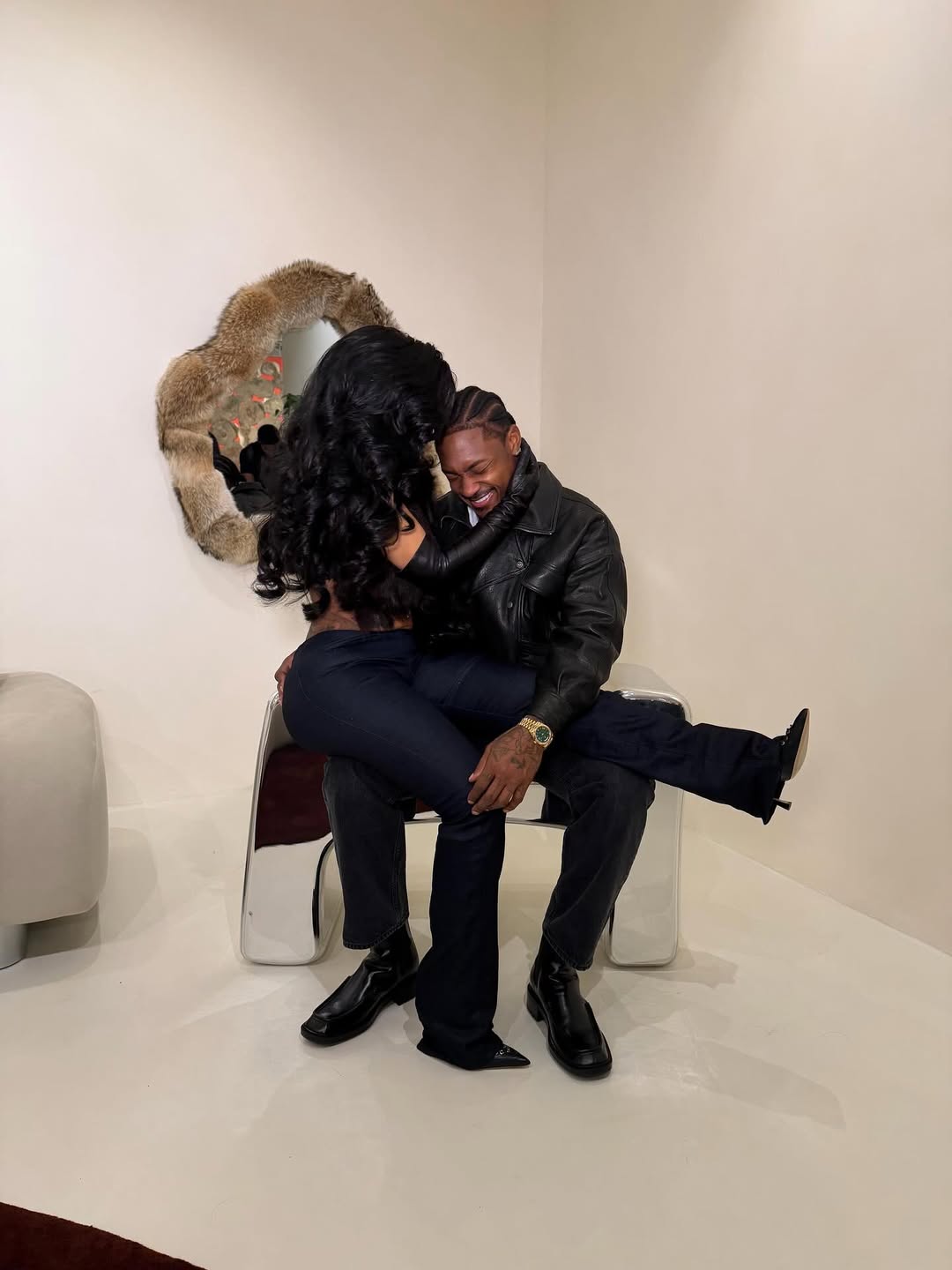 6 Cardi B Celebrates Stefon Diggs Art Basel Furniture Showcase In Custom Chocolate Sir Babajagne