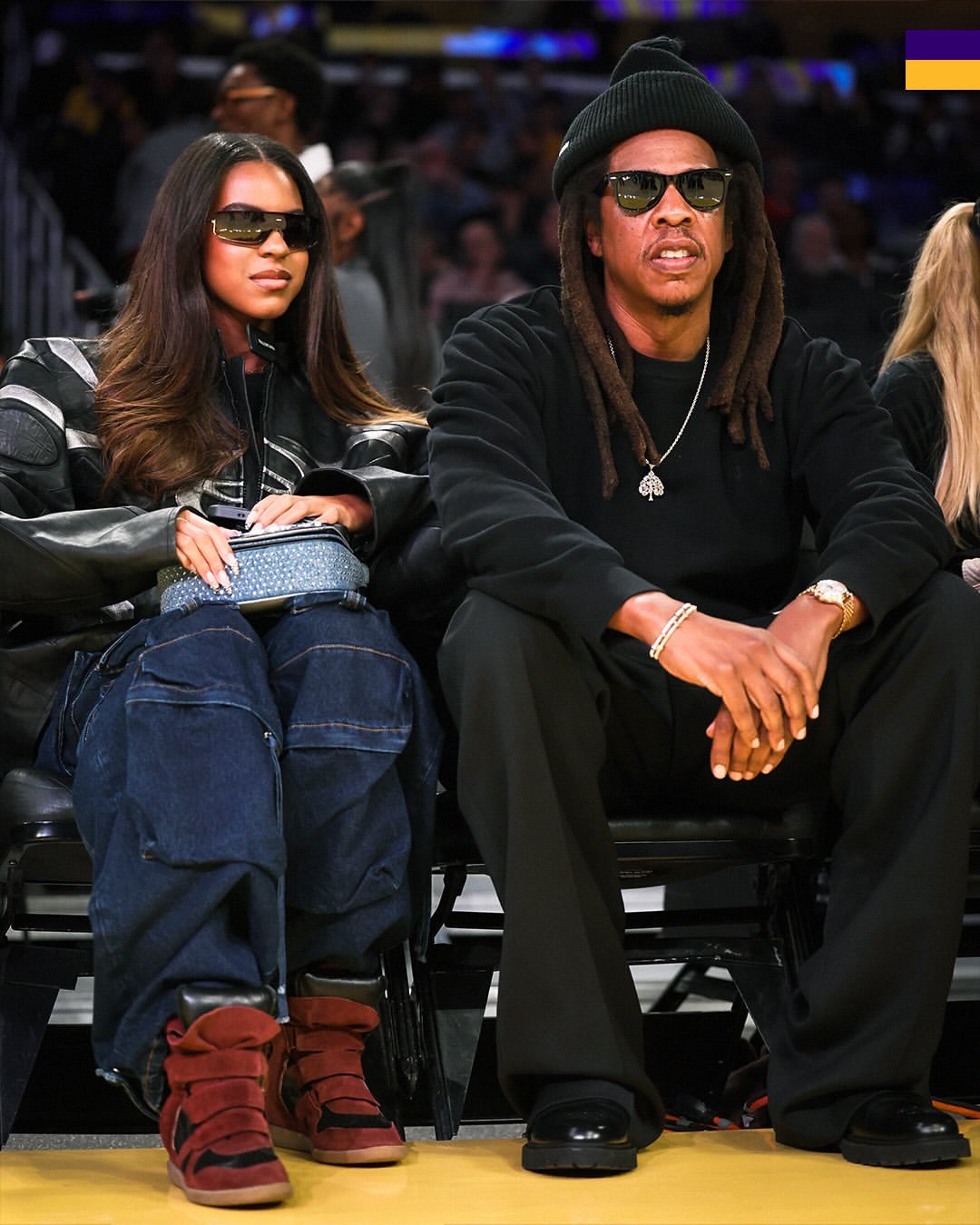777 Jay Z And Blue Ivy Meet LeBron James At The Lakers Game With Blue Wearing The Same Isabel Marant Sneakers Made Famous By Beyonce Final 22JPG