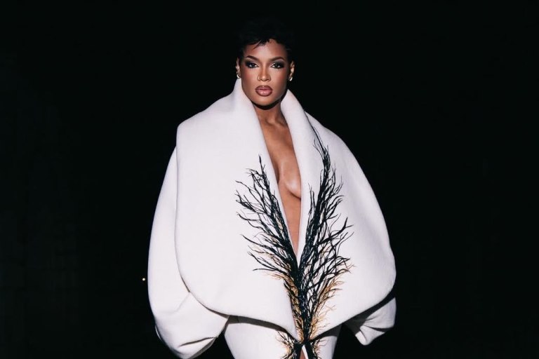 Didi Stone Wears Ivory Sculptural Stephane Rolland Haute Couture Gown to Time France Event