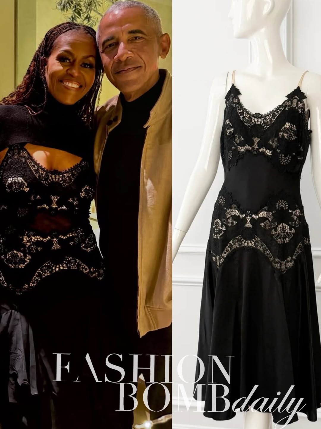 You Ask We Answer Michelle Obama Stuns In A Vintage Alexander McQueen Silk Embroidered Dress Alongside Former President Barack Obama 3