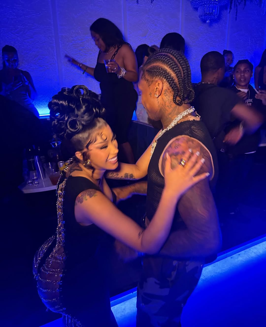 You Ask We Answer Cardi B Wore A Custom Candice Cuoco Dress With Rene Caovilla Sandals For Stefon Diggs Birthday 2