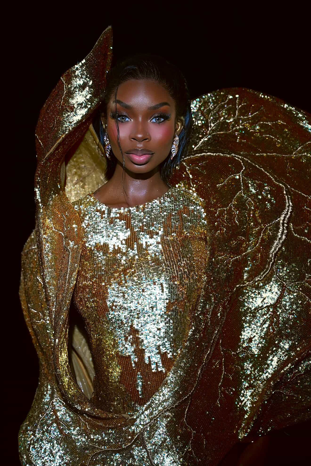 1 Olandria In A Gold Sculptural Rahul Mishra Couture Gown At Paris Fashion Week