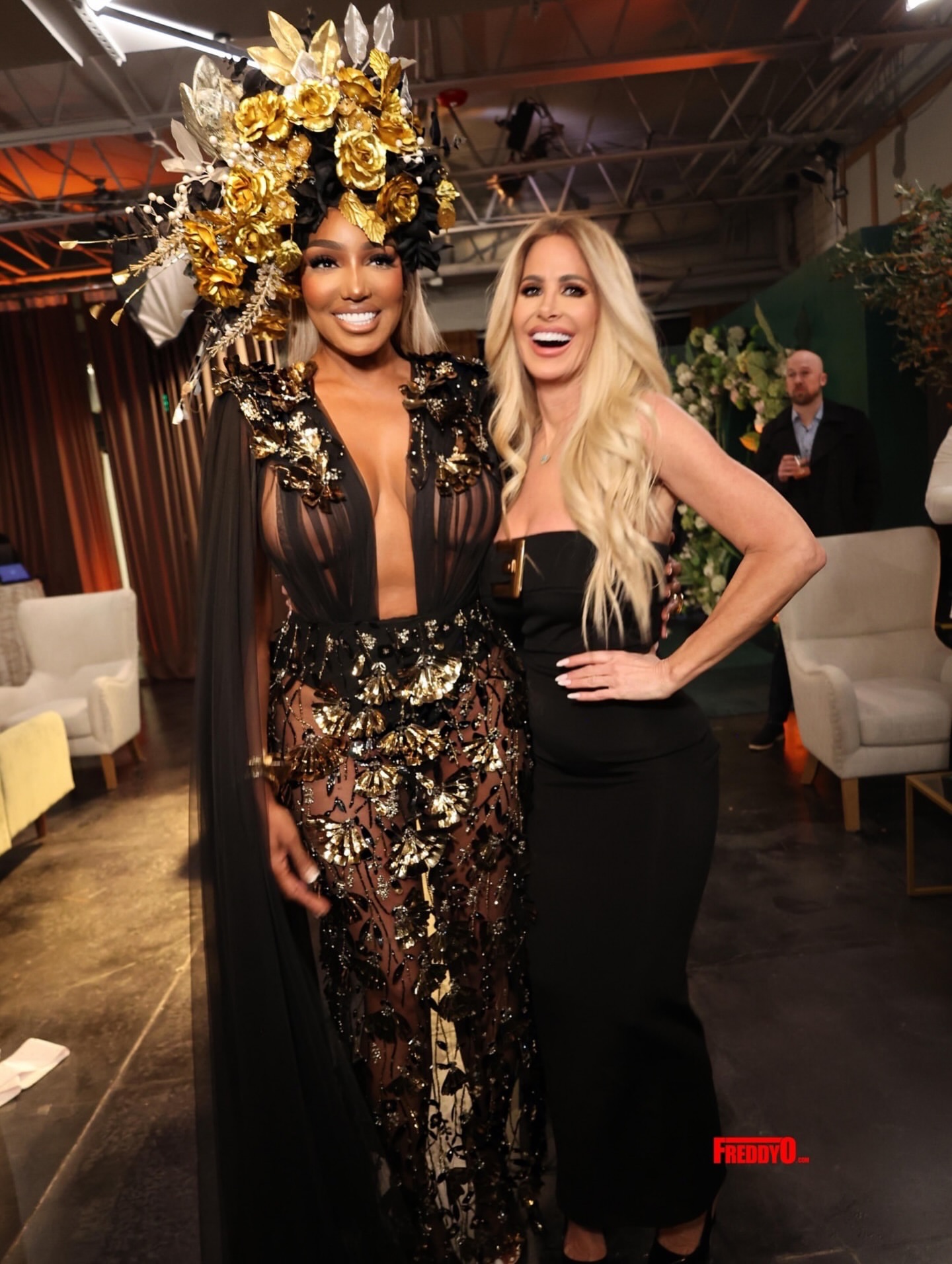 Nene Leakes Appeared On Bravo TVs Ultimate Road Trip In A Michael Costello Gown And A Laurel Dewitt Floral Headpiece 3