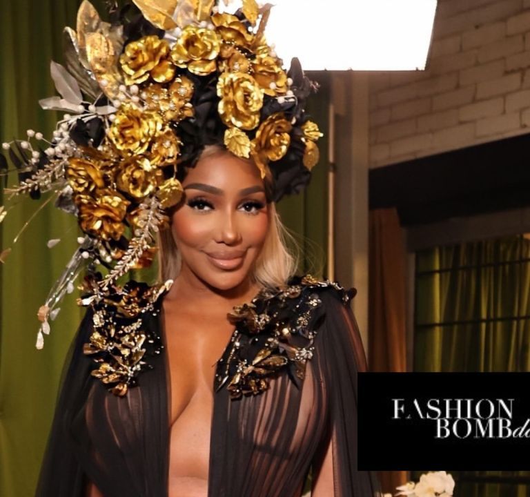 Nene Leakes Turns Heads in Michael Costello Black Sheer Gown and Laurel DeWitt Headwear on Bravo’s Ultimate Road Trip