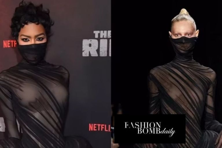 Teyana Taylor Makes a Statement in a Black Ashi Studio Haute Couture Look with Exaggerated Hips at Netflix’s ‘The Rip’ Premiere