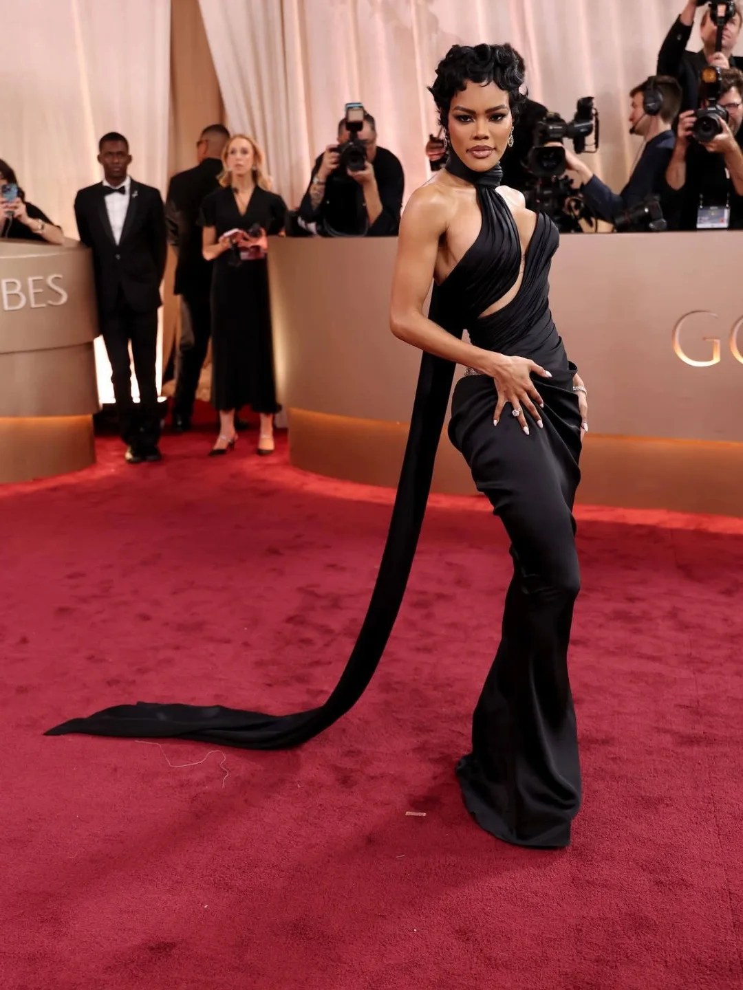 Teyana Taylor Stuns At The 2026 Golden Globes In A Black Schiaparelli Custom Gown 2