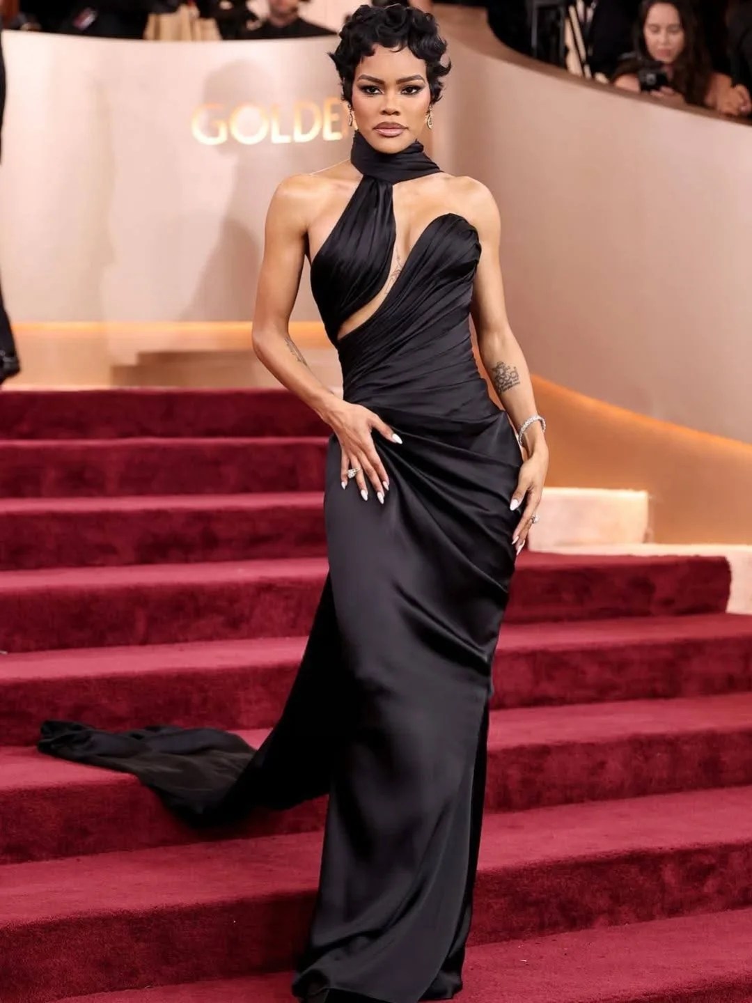 Teyana Taylor Stuns At The 2026 Golden Globes In A Black Schiaparelli Custom Gown
