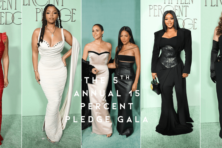On the Scene at the 15 Percent Pledge Gala: Tina Knowles and Meghan Markle in Harbison, Claire Sulmers in Ant Lamourr, and more!
