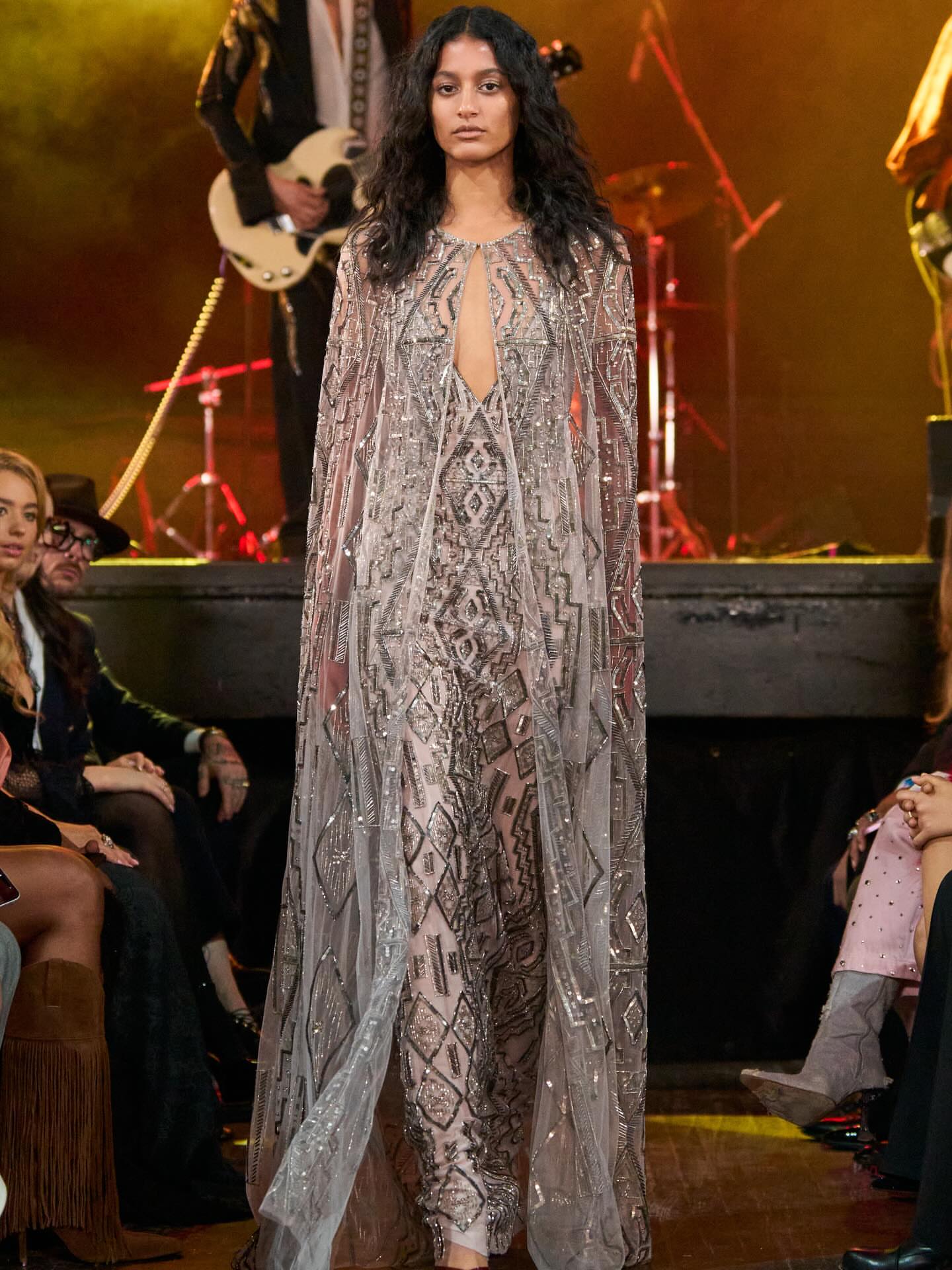 89On The Scene At Cucculelli Shaheens Electric Cosmos Show At Bowery Ballroom Gold Beaded Gowns Emerald Velvet Suits And Celestial Ombre Dresses