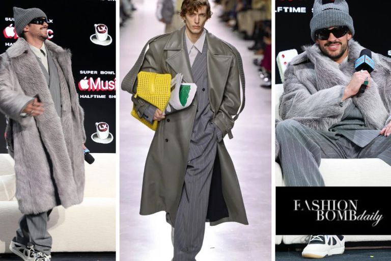 Bad Bunny Wore a Grey Bottega Veneta Spring/Summer 2026 Look to the Apple Music Super Bowl LIX Halftime Show Press Conference