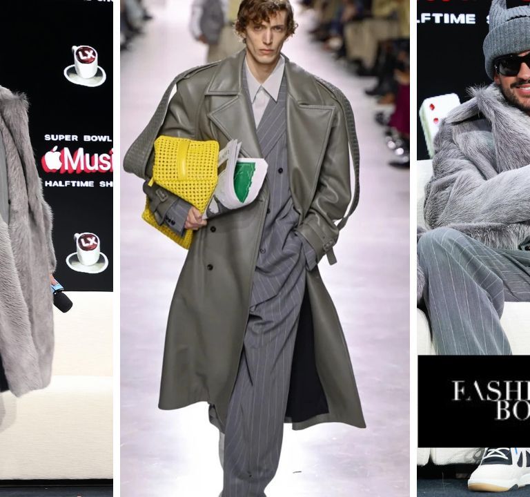 Bad Bunny Wore a Grey Bottega Veneta Spring/Summer 2026 Look to the Apple Music Super Bowl LIX Halftime Show Press Conference