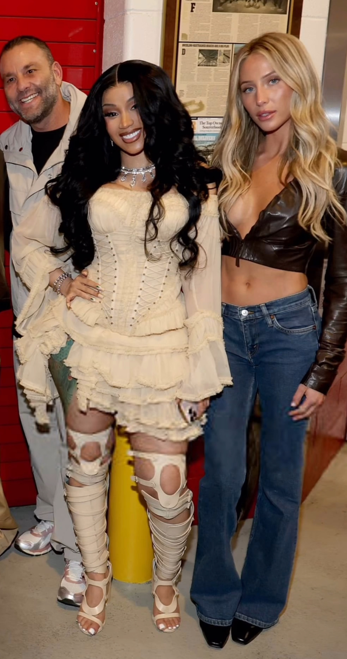 Cardi B Wore A Cream Zimmerman Off The Shoulder Corset Dres To The 2026 Super Bowl Halftime Show 1