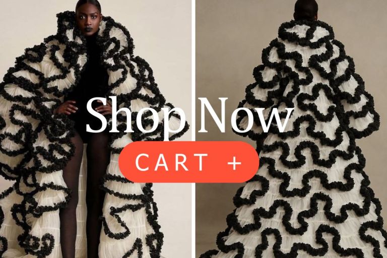 New Arrival at BeautyLifeFun Shop: Shop this Black & White Oyemwen Sculptural Coat Now!