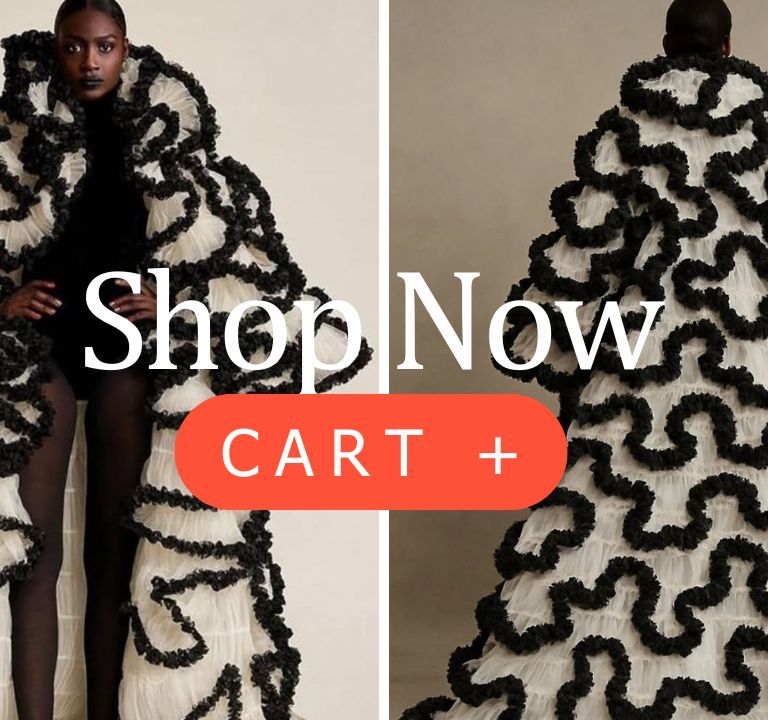 New Arrival at BeautyLifeFun Shop: Shop this Black & White Oyemwen Sculptural Coat Now!