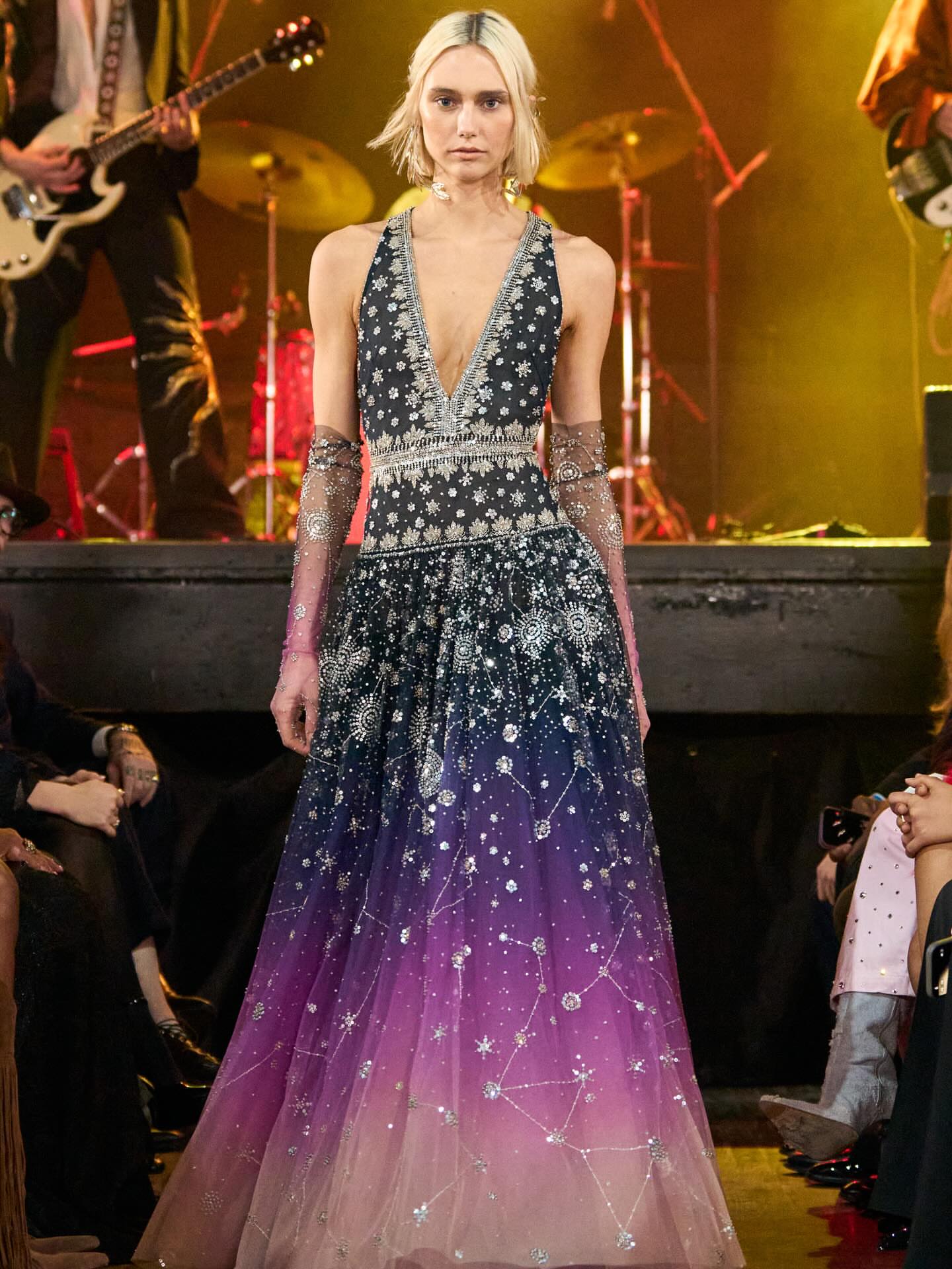 On The Scene At Cucculelli Shaheens Electric Cosmos Show At Bowery Ballroom Gold Beaded Gowns Emerald Velvet Suits And Celestial Ombre Dresses Image 1771005153 10