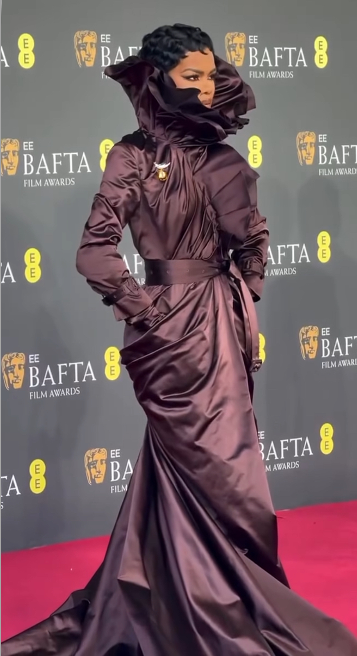 Teyana Taylor In A Plum Colored Burberry Look Emma Stone In A Black Louis Vuitton Dress Wunmi Mosaku In A Purple Ahluwalia Gown More 2