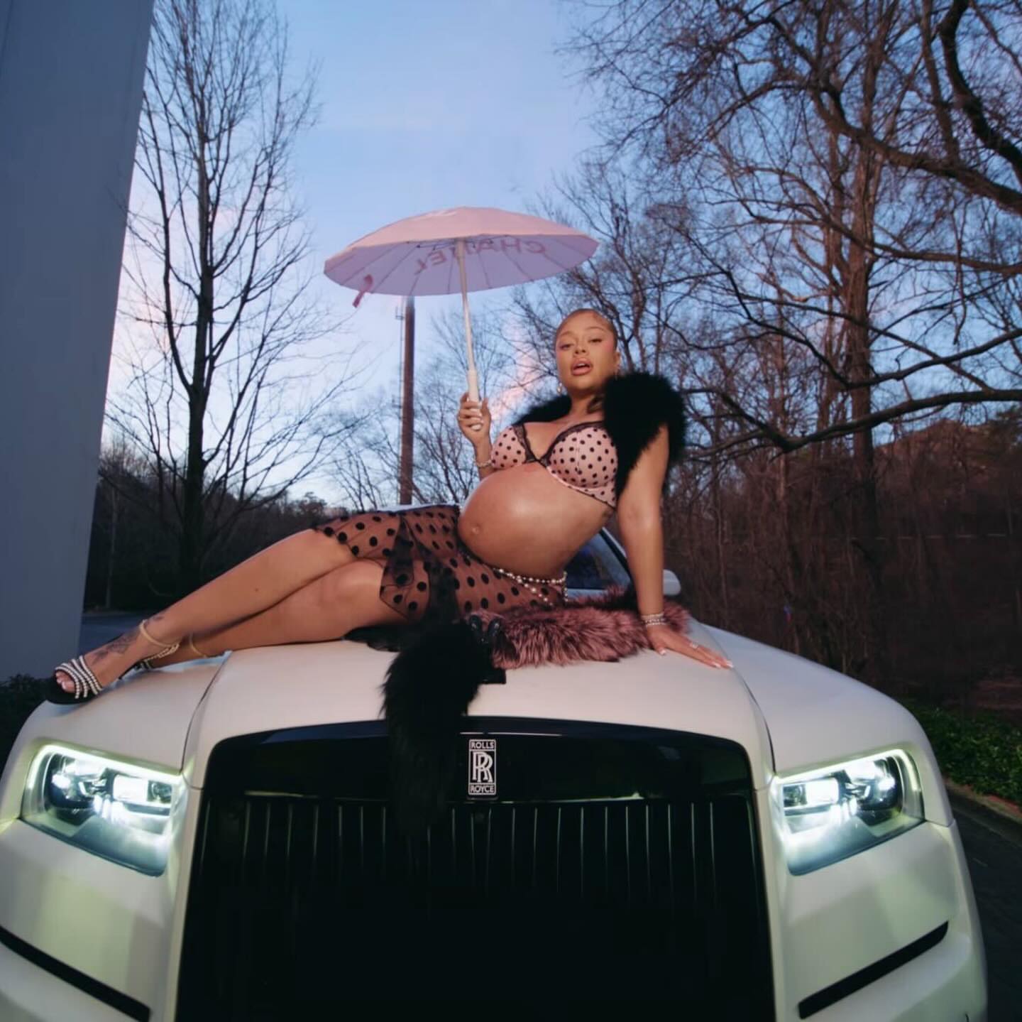 7 Latto Debuts Baby Bump In White Lace Lingerie And Polka Dot Set In Business And Personal Intro Video