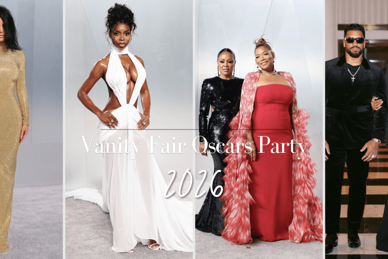 On the Scene at the Vanity Fair Oscars After Party: Queen Latifah in Red Jean Louis Sabaji, Kim Kardashian in Gold Gucci, Kylie Jenner in Alexander McQueen, and More!