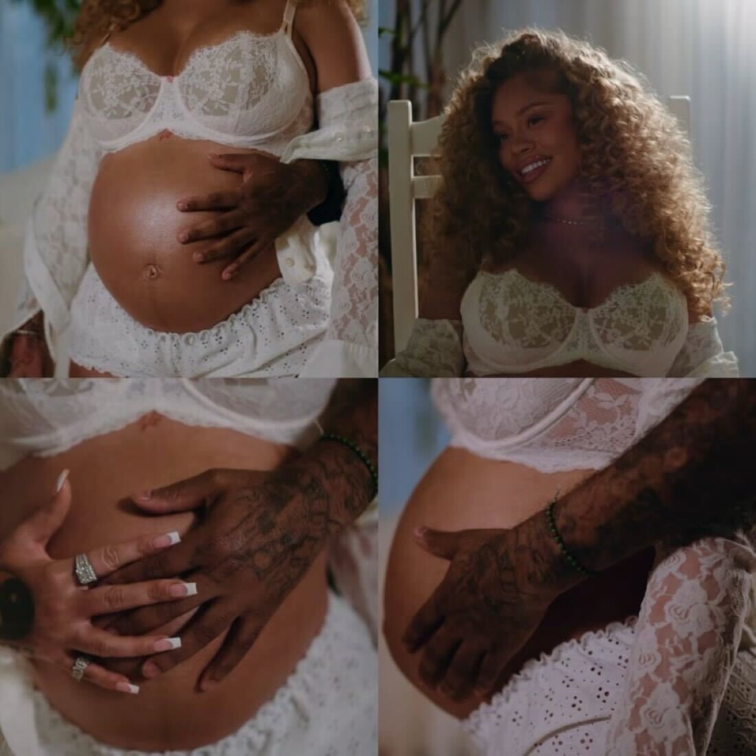 Latto Debuts Baby Bump In White Lace Lingerie And Polka Dot Set In Business And Personal Intro Video