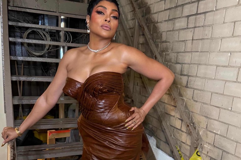 Taraji P. Henson in Brown Leather Jagne at Broadway’s Joe Turner’s Come and Gone Opening Night