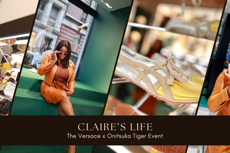 Claire’s Life: Inside the Versace x Onitsuka Tiger SoHo Celebration in Caramel Leather and Chic Tai-Chi Sneakers