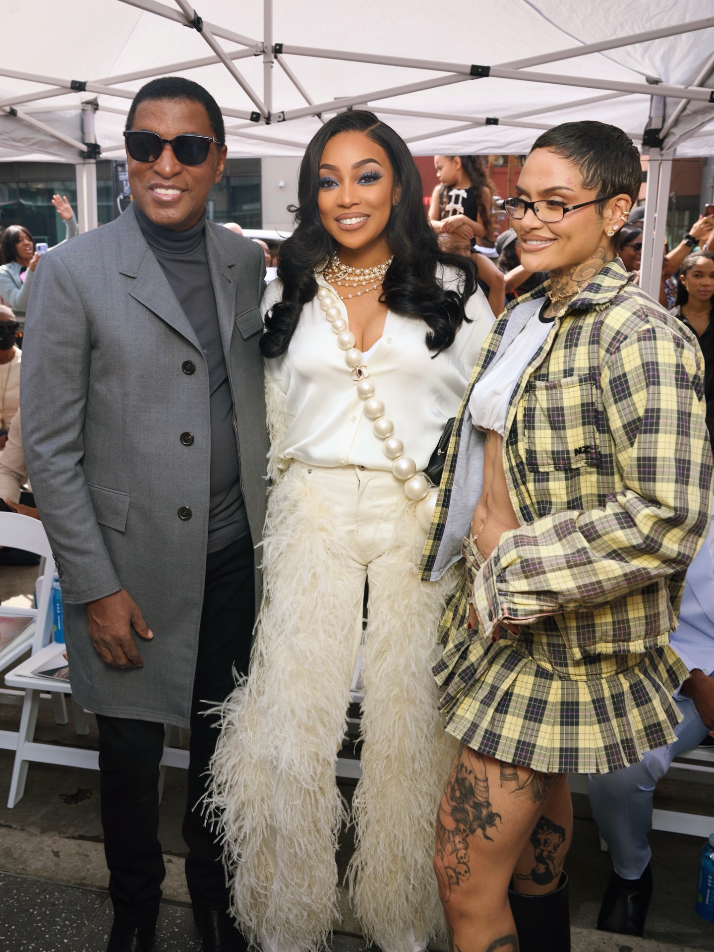 Monica Steps Out With Husband Anthony Ant Wilson At Brandys Hollywood Walk Of Fame Ceremony In Ivory Feathered LaPointe Silk Blouse And Coordinating Trousers Image 1775087584 6