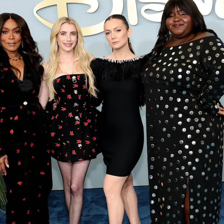 All the Looks from the Disney Upfronts: Angela Bassett in L’Agence, Gabourey Sidibe in Studded Eloquii Black Dress, Emma Roberts in BluMarine, and More!