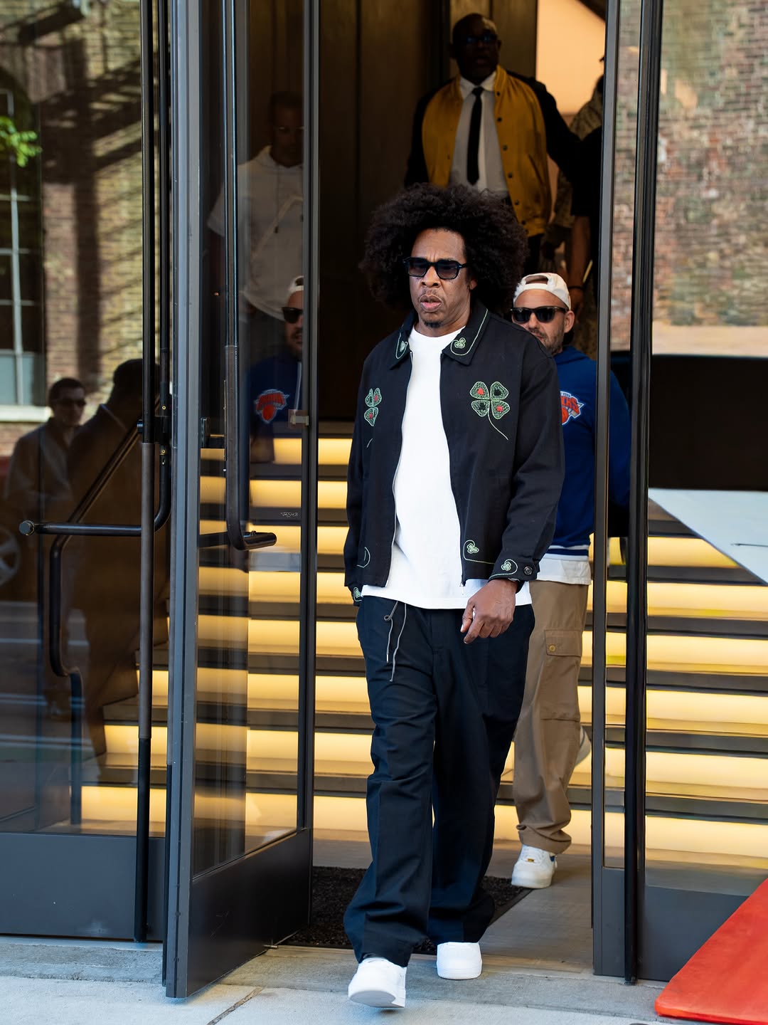 1 Jay Z Wore His New Afro And A 1183 Bode Lucky Draw Embroidered Jacket To The NBA Finals In New York City