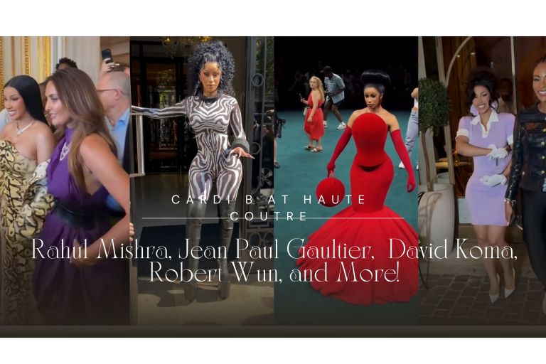 Cardi B Stuns at Paris Couture Week in Rahul Mishra, Striped Jean Paul Gaultier, Snake Print David Koma, Red Robert Wun, and More!