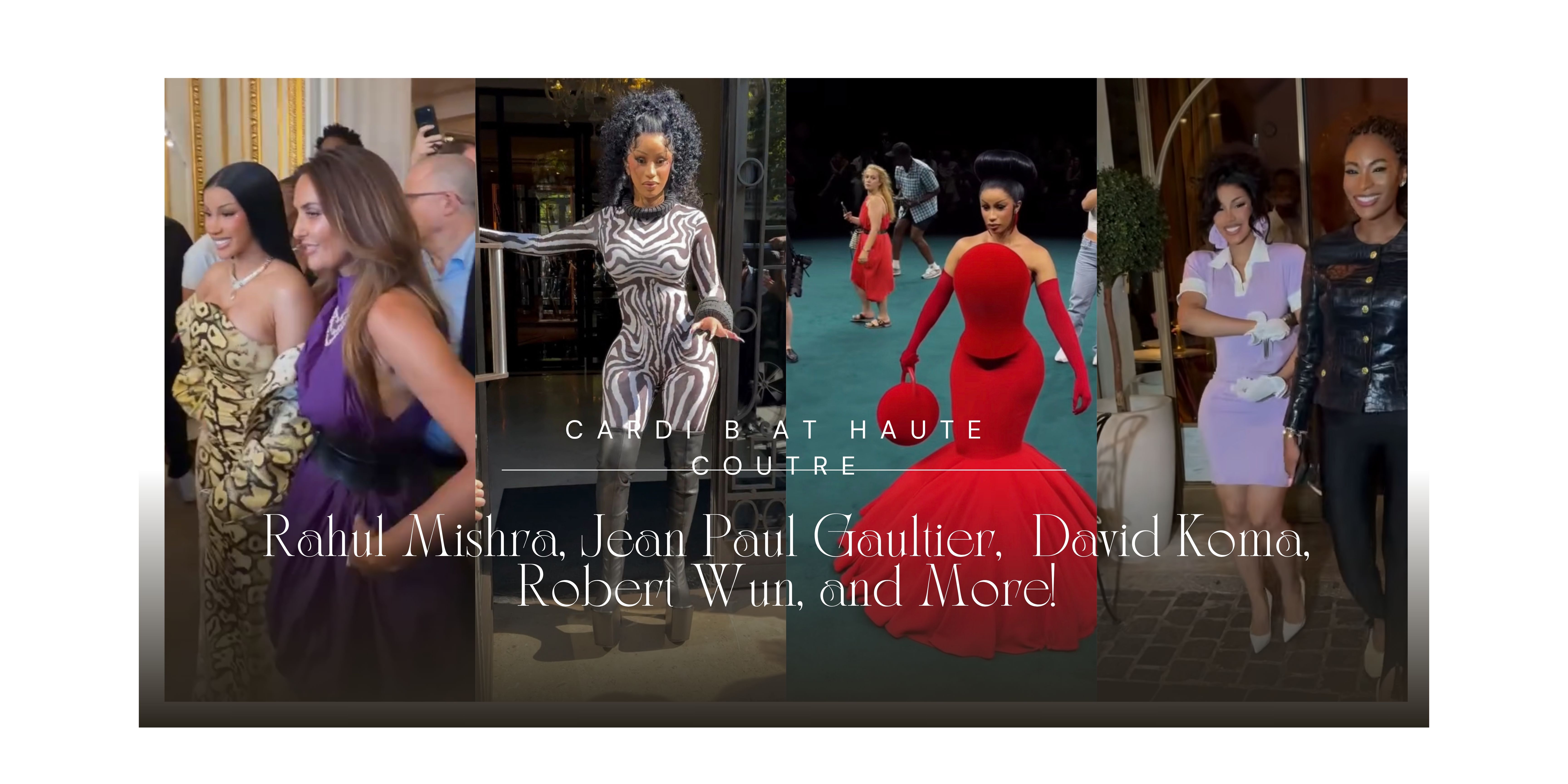 Cardi B Stuns At Paris Couture Week In Rahul Mishra Striped Jean Paul Gaultier Snake Print David Koma Red Robert Wun And More 8
