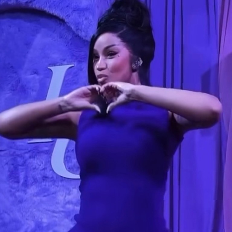 Cardi B Wore a Purple Fringed Loewe Dress to Huda Beauty’s “Ultra Snatched” Launch Party