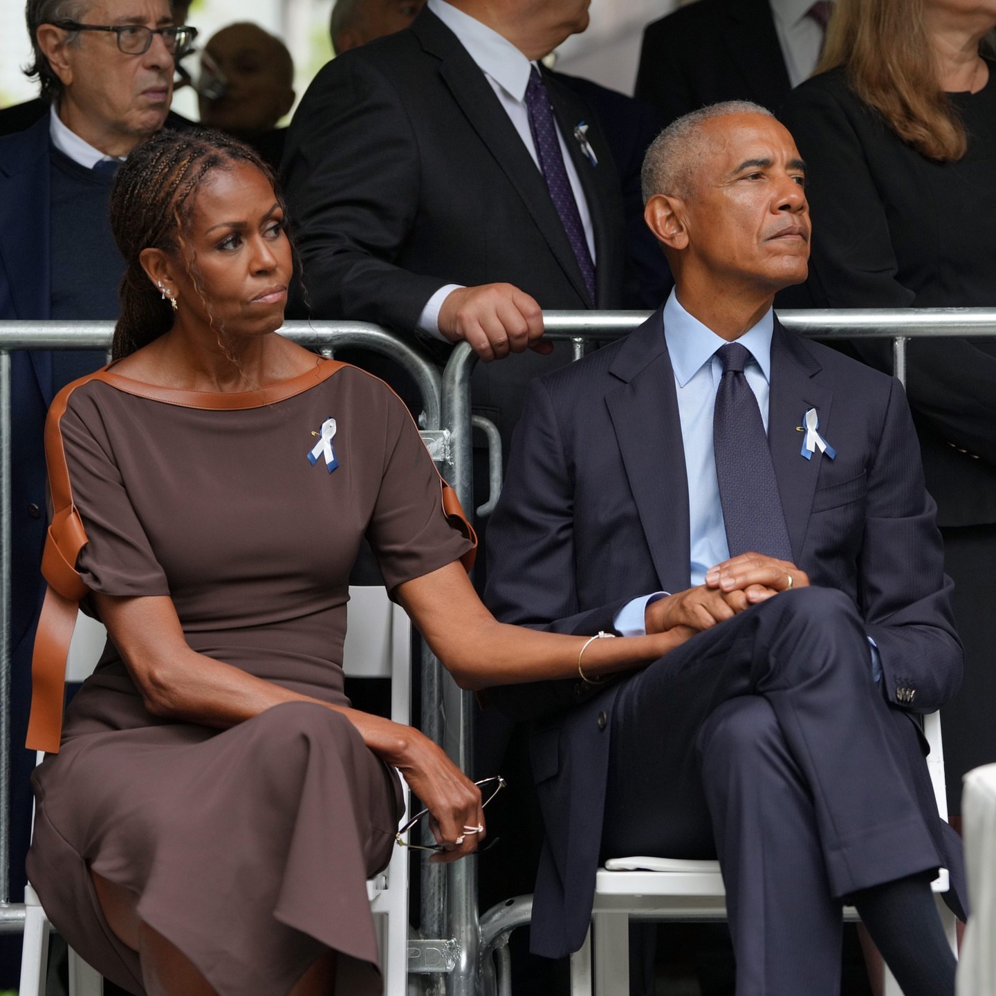 Michelle Obama Wore A Brown Ferragamo Leather Trim Jersey Maxi Dress At The 25th Anniversary Of September 11 Image 1789178918 2